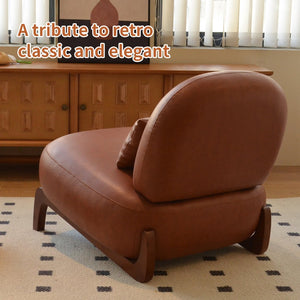 English Elm Cute Faux Leather Armless Accent Chairs Set of 2 with Solid Wood Legs Modern Seating Brown W2105S00018