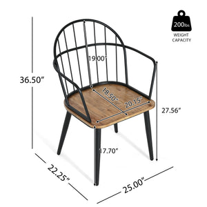 English Elm Christopher Knight Home® - Indoor Dining Set With Metal Legs 5-Piece Light Birch & Black Industrial Table and 4 Chairs, Sturdy N768P228001L_4_N768P228022L