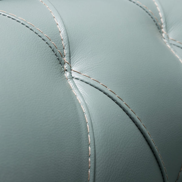 English Elm Modern Tufted Leather Sofa with Diamond Topstitching, Solid Wood Legs, Durable High-Resilience Comfort Seafoam B193P200151