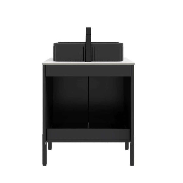 English Elm Dina Floating Bathroom Vanity with Sintered Stone Top and Crystal Glass Basin W2615S00656