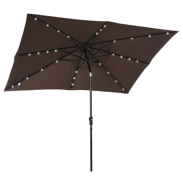 English Elm Outsunny 9' X 7' Solar Led Patio Umbrella With Tilt & Crank For Ultimate Outdoor Comfort & Style W2225P217591-GIGA