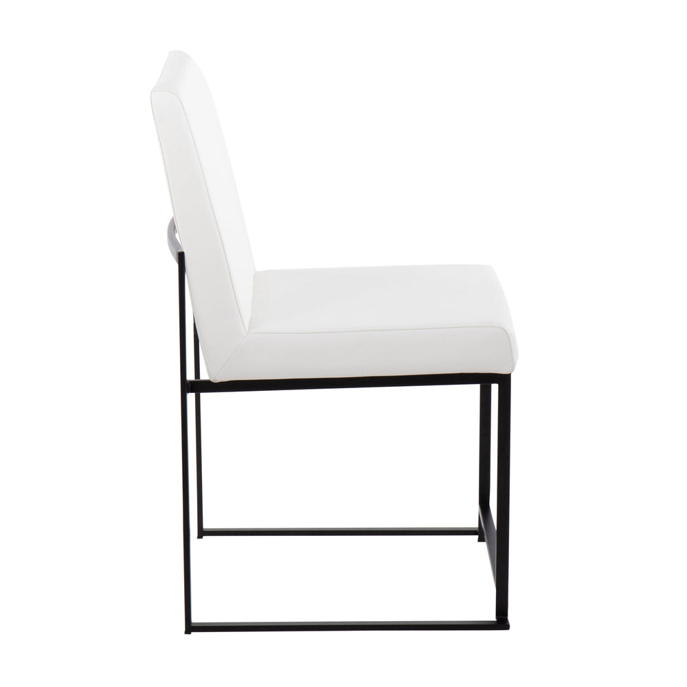 English Elm High Back Fuji Contemporary Dining Chair Set Of 2 In Black Steel & White Faux Leather - Stylish Comfort B202P223555