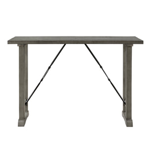 English Elm 3Pc Counter Height Set - Stylish Light Gray Dining Table & 2 Cushioned Benches For Modern Spaces B011S01364