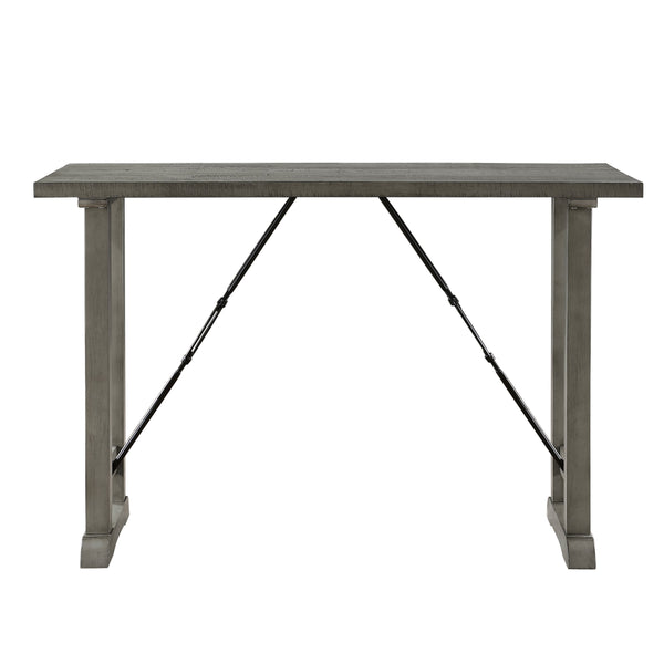 English Elm 3Pc Counter Height Set - Stylish Light Gray Dining Table & 2 Cushioned Benches For Modern Spaces B011S01364