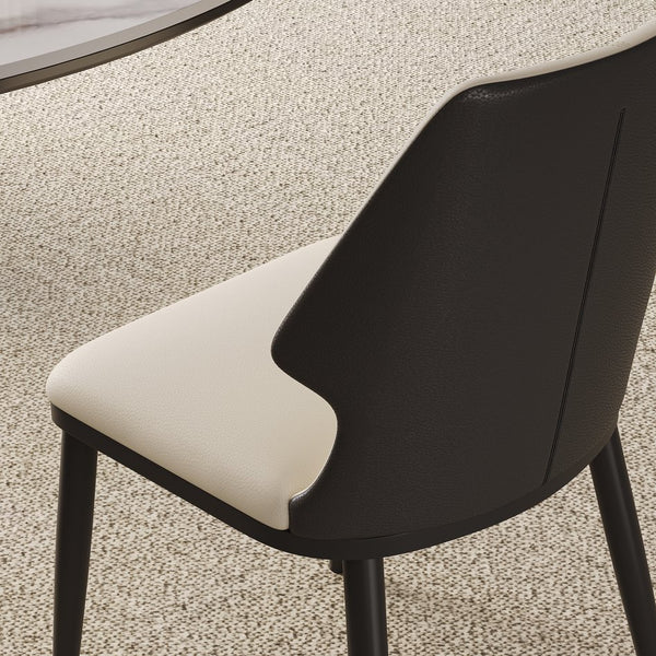 English Elm Modern Gray and White Dining Chair Set of 2 — Ergonomic PU Seats, Sturdy Durable Frame, Versatile Style W509P261582