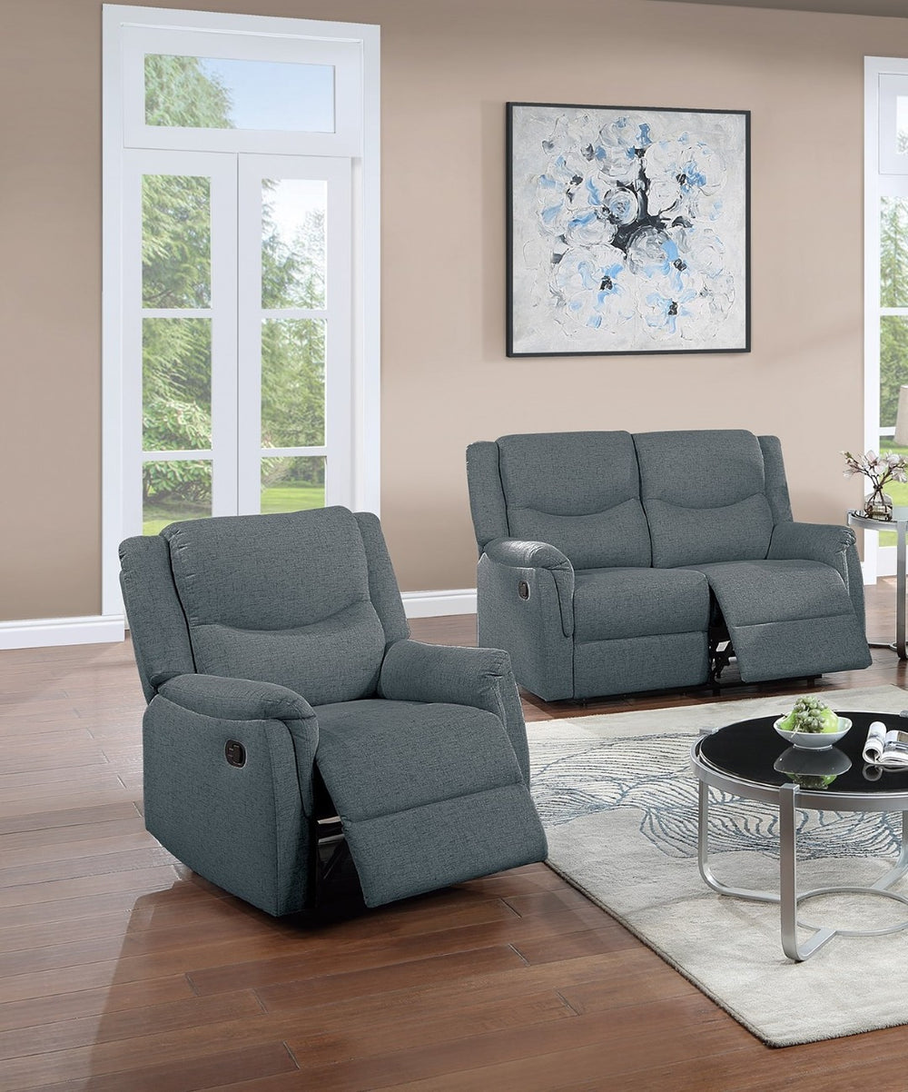 English Elm Modern Burlap Textured 2 Piece Reclining Loveseat and Chair Set for Living Room Dark Gray B011S02356