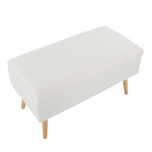 English Elm Storage Bench with Button Tufted Velvet Seat and Gold Tapered Legs for Bedroom B202P471493