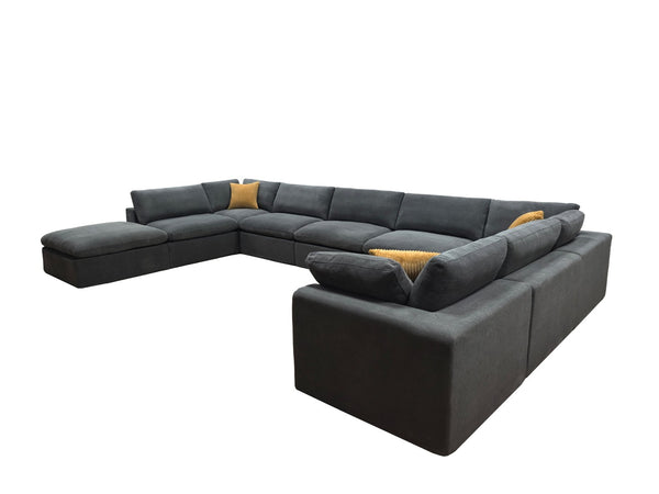 English Elm Coffee Bean Upholstered Modular Sectional Sofa with Toss Pillows Lounge Style Light Gray B2748S00074