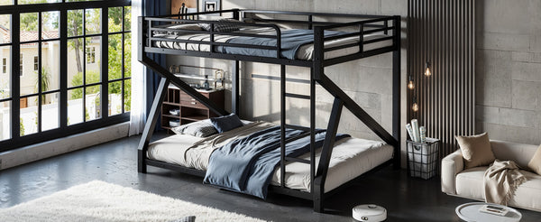 English Elm Twin Xl Over Queen Metal Bunk Bed Low Profile Steel Frame for Guest Rooms W5305S00034