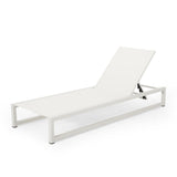 Christopher Knight Home® - Noble House - Modesta Outdoor Aluminum Chaise Lounge With Mesh Seating, White