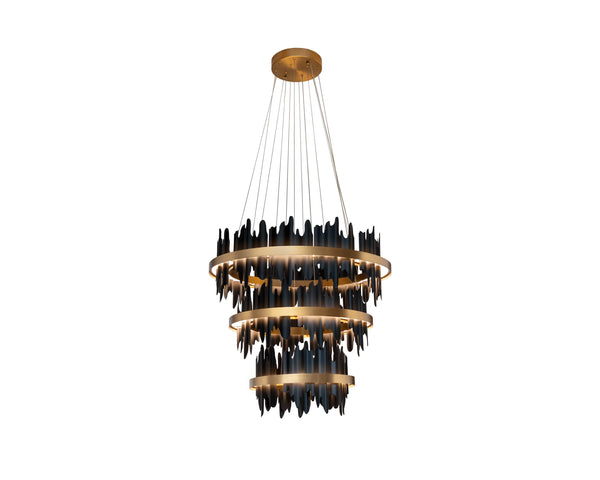 Sunpan Icarus Chandelier - Striking Black and Gold Design for a Stunning Ambience in Any Space Small - W x 36D x 93H