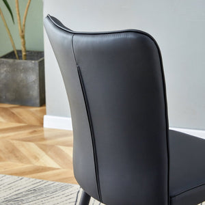 English Elm Table Modern Black Marble Mdf Dining Set With 4 Stylish Pu Chairs - Perfect For Kitchen & Dining Room W1151S02525-GIGA