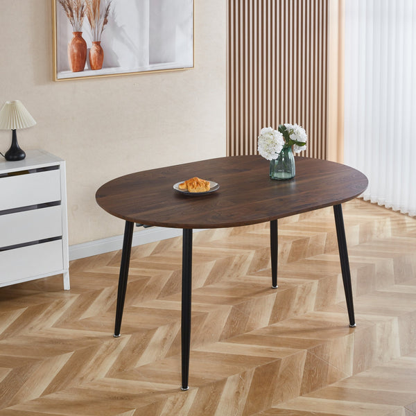 English Elm Extensible Walnut Extendable Table with Black Metal Legs – Versatile Dining, Office & Coffee Table (180cm) W234P235272