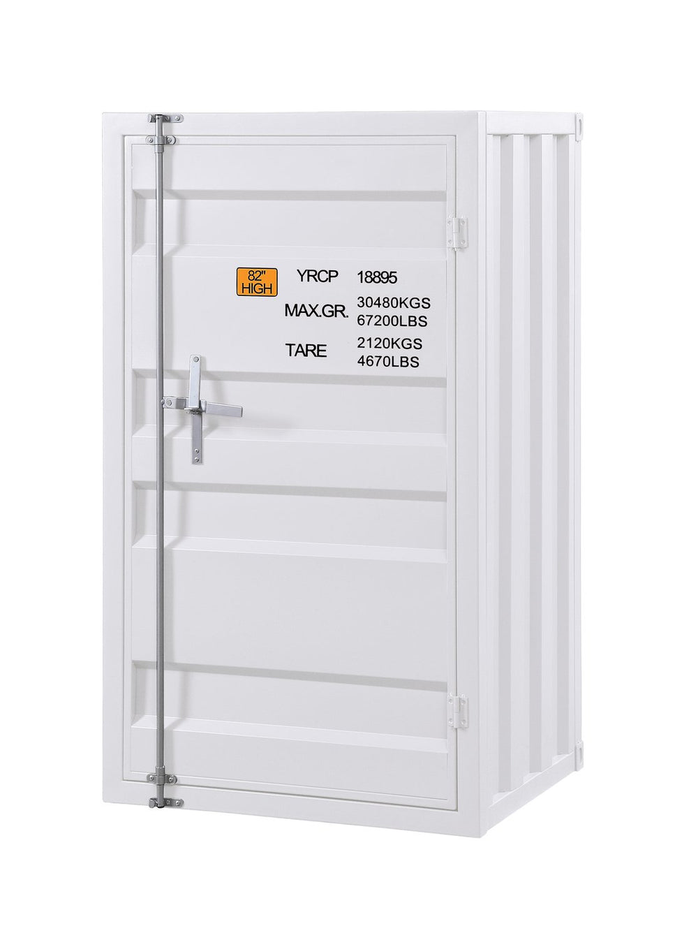 English Elm Cargo Industrial White Finish Chest with 5 Compartments, 4 Adjustable Shelves & Full-Length Lock, Metal Storage Robustly Built B2726P256349