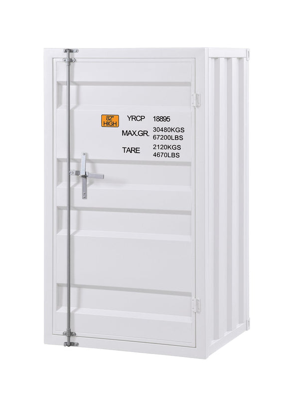 English Elm Cargo Industrial White Finish Chest with 5 Compartments, 4 Adjustable Shelves & Full-Length Lock, Metal Storage Robustly Built B2726P256349