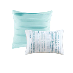 English Elm 8 Piece Seersucker Comforter & Quilt Set - Coastal-Inspired Aqua Bedding Collection For Full/Queen B03597256