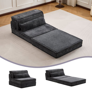 English Elm Compression Mahjong Sofa Bed - Stylish Modular Floor Seating, Soft Fleece, No Assembly, Dark Grey W3723P377151