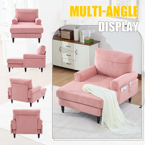 English Elm Modern Chenille Recliner Chaise Lounge Sofa Chair with High-Resilience Foam, Wide Seat, 550lb Capacity Pink W395P371343