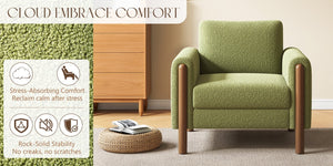 English Elm Christopher Knight Home® - Oversized Teddy Velvet Accent Chair with Curved Armrests, Tufted Mid-Century Design and Walnut Legs Green N765P189679N