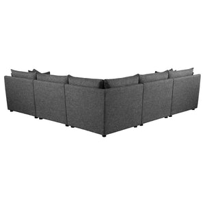 English Elm Tomasina Black 5-Piece Modular Sectional Sofa - Stylish, Comfortable Design For Modern Living Spaces B062S01132-GIGA