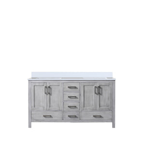 English Elm Distressed Grey Double Bath Vanity 60” W X 22” D With Cultured Marble Top & Generous Storage Space B2731P259085