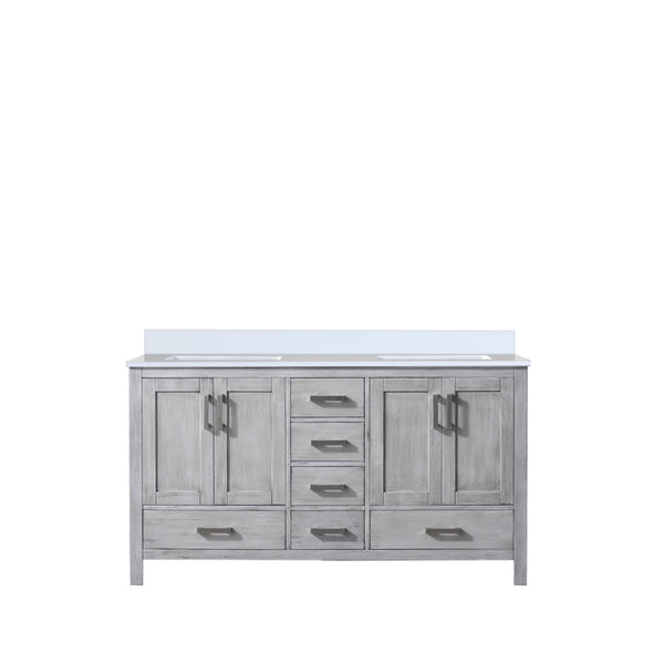 English Elm Distressed Grey Double Bath Vanity 60” W X 22” D With Cultured Marble Top & Generous Storage Space B2731P259085