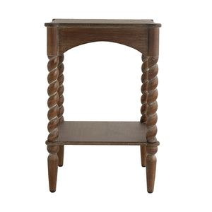 English Elm 15.5x15.5x23.5" Farmhouse Wood Side Table Barley Twist Legs Tiered Open Shelving W2078P460667