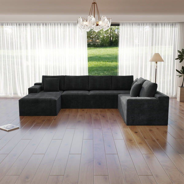 English Elm 131.9*104.3"Modular Sectional Sofa - Plush Upholstered Couch For Living Room, Bedroom, & Apartments W3819S00014