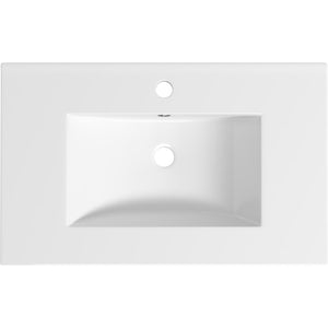English Elm 30-inch White Ceramic Drop-in Sink for Minimalist Bathrooms with Pre-drilled Faucet W3151P360951