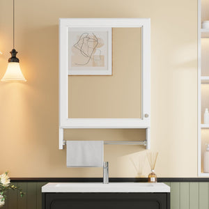 English Elm 3-in-1 Wall Medicine Cabinet with Soft Close Mirror Door Towel Bar and Adjustable Shelf N710P388096K