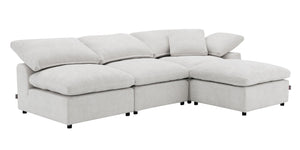 English Elm Naveen Ivory Linen 4-Piece Modular Sectional Set With Ottoman For Customizable Comfort & Style B2726S00421