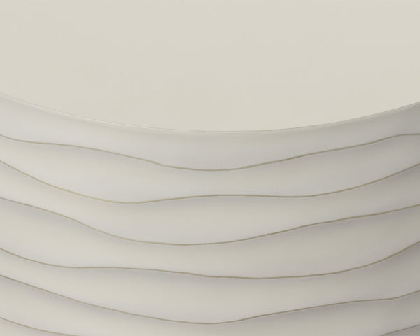 Sunpan Corey Round Coffee Table - Handcrafted Concrete with Brass Accents for Stylish Indoor & Outdoor Spaces Large - 32W x 32D x 16H