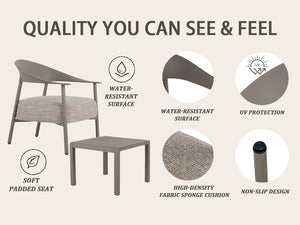 English Elm Modern 2-Piece Accent Chair Set with Coffee Table — Plush Cushions, Sturdy Iron Frame, Compact Chic Design Warm Grey W3450P323348