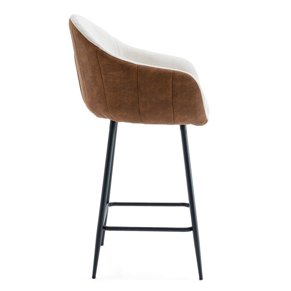 English Elm Christopher Knight Home® - 26.5'' Modern-Style Counter Height Bar Stools with Two-Tone Beige Brown Upholstery and Metal Legs, Cushioned Comfort for Kitchen Island and Home Bar (26.5" Seat) N780P225243B