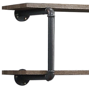 English Elm Brantley Industrial 8-Tier Bookshelf with Metal Frame and Rustic Sandy Gray Finish, Space-Saving Design Oak 45 L x 16 W x 4 H B2726P263368