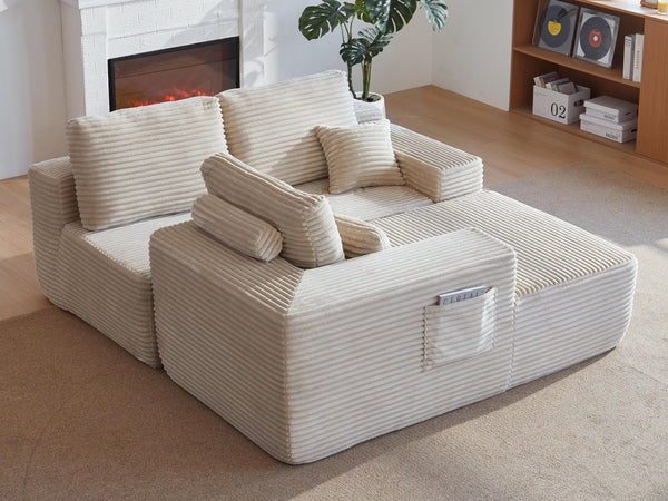 English Elm 104''cloud Modular Sectional Sofa Plush Upholstered Deep Seat L-shaped Living Room Couch W3975S00027