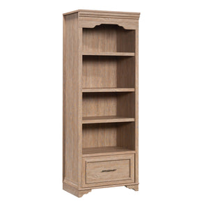 English Elm Bookcase With Adjustable Shelves & Drawer - Versatile Brown Finish For Stylish Storage Solutions B356P367860