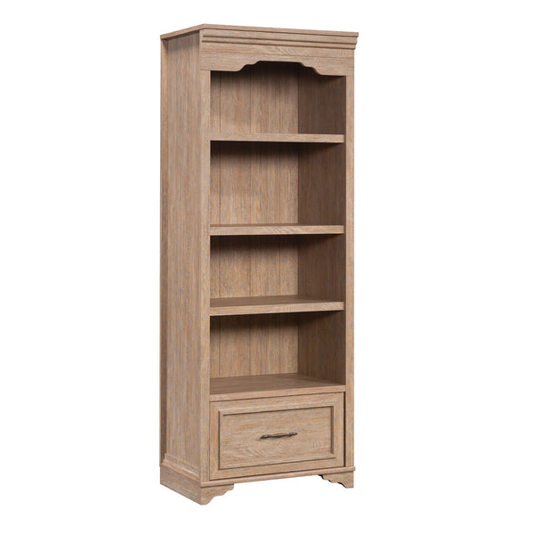 English Elm Bookcase With Adjustable Shelves & Drawer - Versatile Brown Finish For Stylish Storage Solutions B356P367860