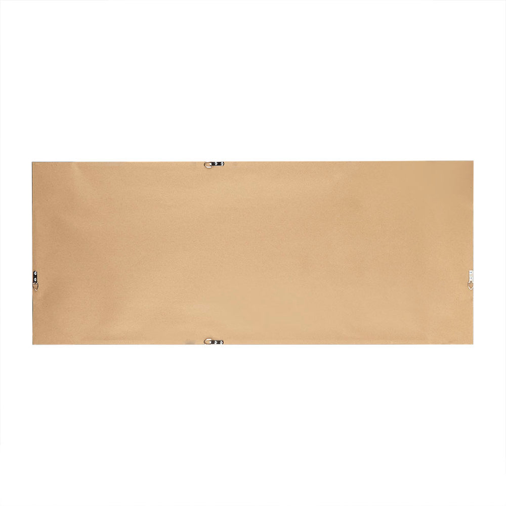 JLA Home Madison Park - Framed Glass Wall Art with Black & Matte Gold Brushstrokes, Deckled Edge, Sloped Black Frame —41"x17" MP95G-0299