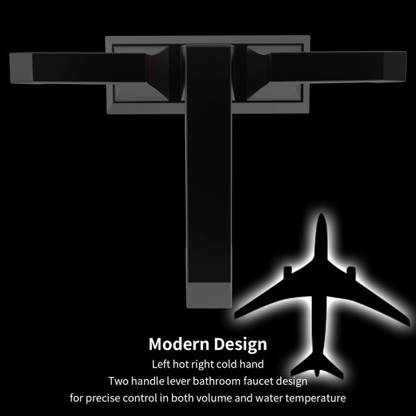 English Elm 2-Handle Modern Matte Black Bathroom Faucet With Drain & Supply Kits For Stylish, Easy Installation T3177P277481