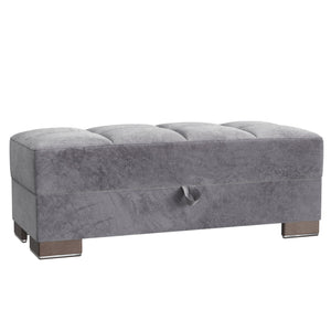 English Elm PrimeNest NimbusFlow Upholstered Ottoman with Storage and Click-Clack Tech, Microfiber Comfort 52" Gray B030P280963