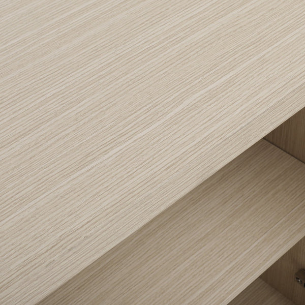 English Elm Sideboard Elegant Floral Handle Buffet Cabinet with 4 Doors, Adjustable Shelves & Reinforced Feet for Dining Room Storage Natural W688P232756