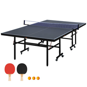 English Elm Double Fish Foldable 9 Ft Mdf Ping Pong Table with Net Paddles Balls Solo Play W3087P250957