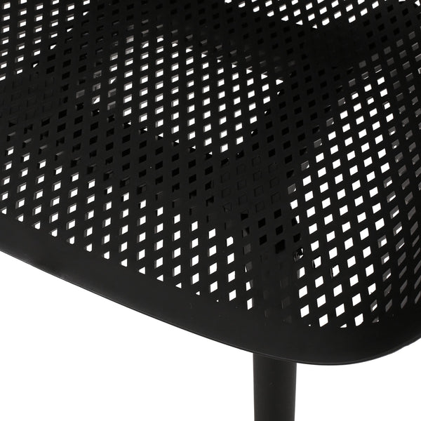 English Elm Christopher Knight Home® - LOTUS modern outdoor dining chair with weather-resistant polypropylene, perforated diamond pattern comfort and stability Black 23.5 L x 23.5 W x 22.5 H 69068.00BLK