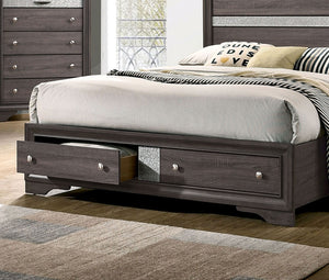English Elm Contemporary Gray Panel Headboard Queen Bed Frame With Drawers - Chic Bedroom Storage Solution! B2741S00057
