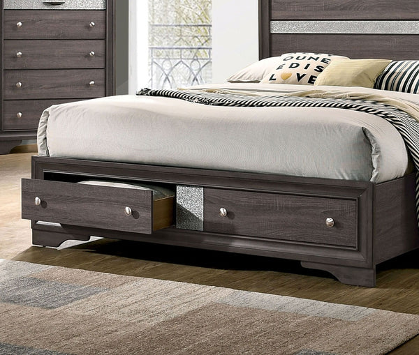 English Elm Contemporary Gray Panel Headboard King Bed With Drawers – Stylish, Chic Bedroom Furniture Upgrade! B2741S00058