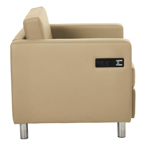 OSP Home Furnishings Atlantic Lounge Chair with Built-in Ac Outlet and Usb Port for Modern Living Spaces Buff ATL51-R104