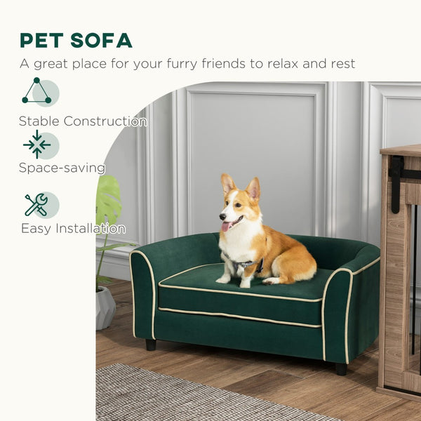 English Elm Pawhut Modern Dog Sofa Pet Bed For Small Dogs & Cats - Plush Velvet, Washable Cover, Stylish Design W2225P217299-GIGA