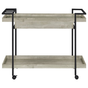 English Elm Begonia Farmhouse Bar Cart with Driftwood Finish Bottle Storage and Rolling Casters B062P451838