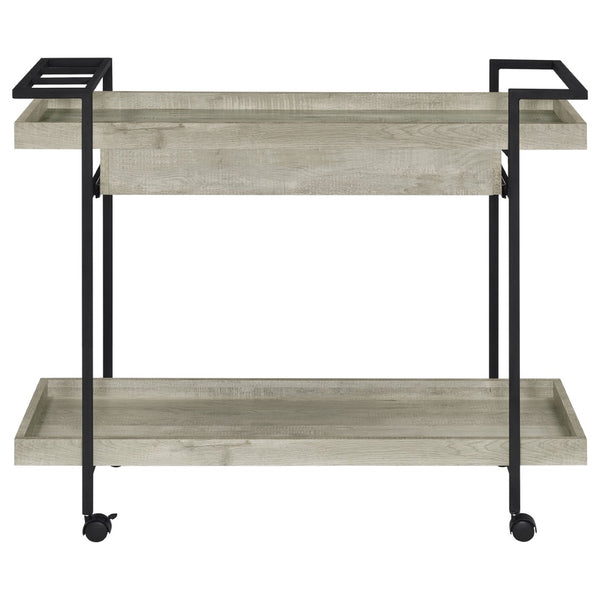English Elm Begonia Farmhouse Bar Cart with Driftwood Finish Bottle Storage and Rolling Casters B062P451838